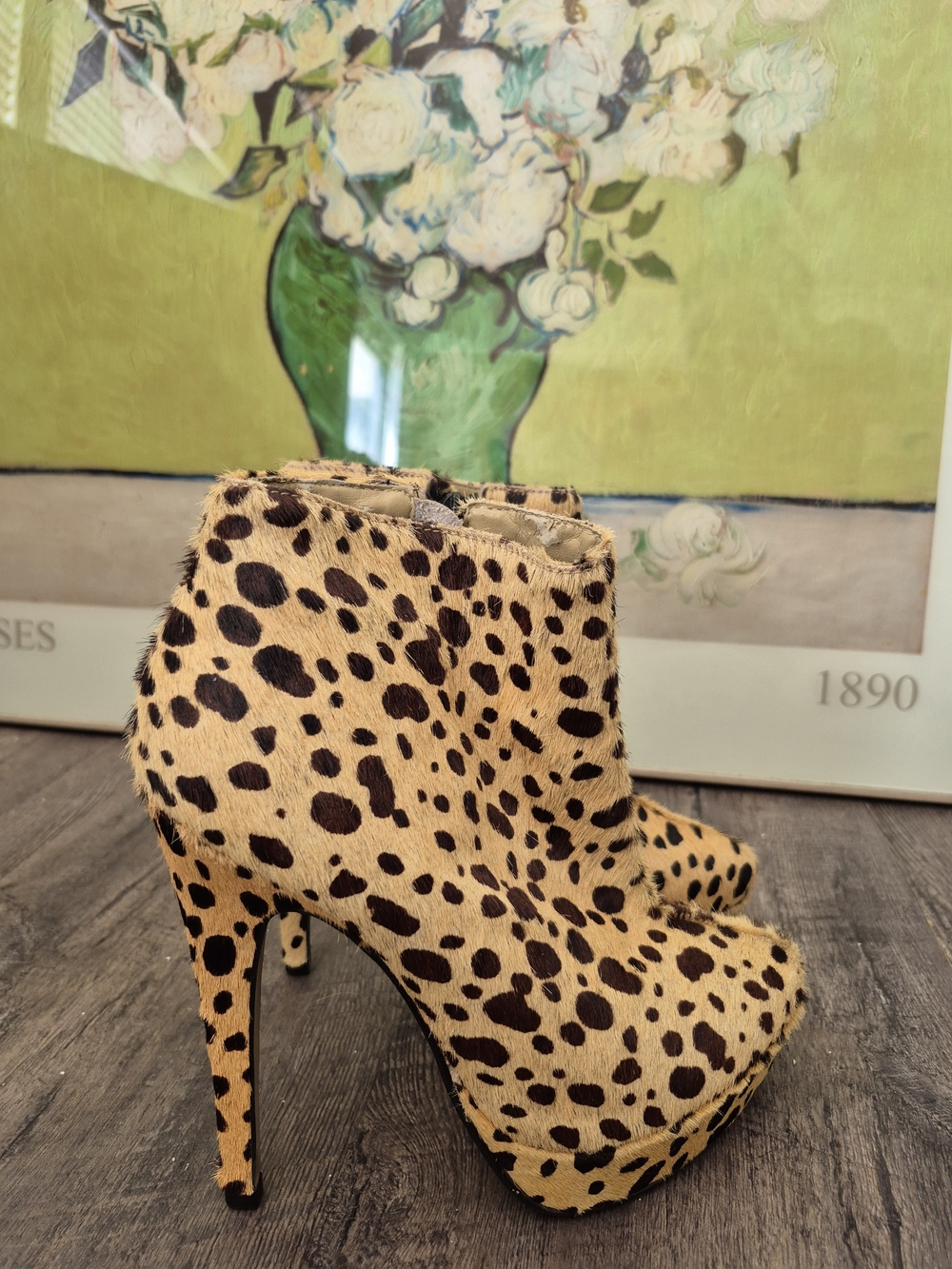 Topshop Leopard-Print Platform Ankle Booties Size 8-8.5